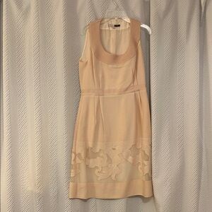 Lela Rose Pale Pink Midi Dress with Lace Detail